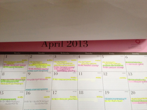 my crazy calendar the week of spring break (and the rest of the month actually!)